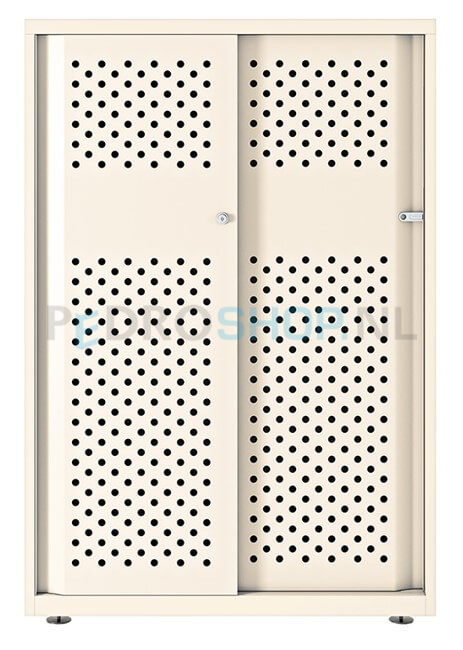 Schuifdeurkast Bisley Glide II, h116,1*b80*d47 cm, perfo, wit